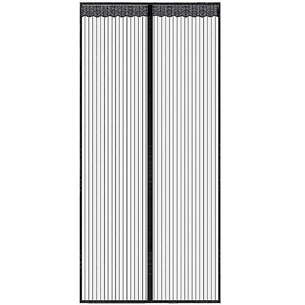 90 x 210 Sort Stribet Sommerdør, Selvlukkende Magnetisk Dørnet, Ikke Nødvendig, Let at Installere, Terrassedøre, Veranda, Net
