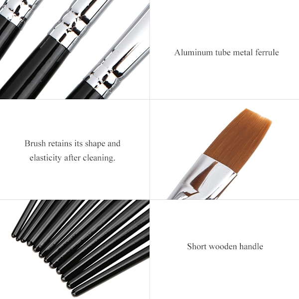 12 stk. sort nylon akvarel akryl maling pensel akvarel pensel til kunstforsyninger