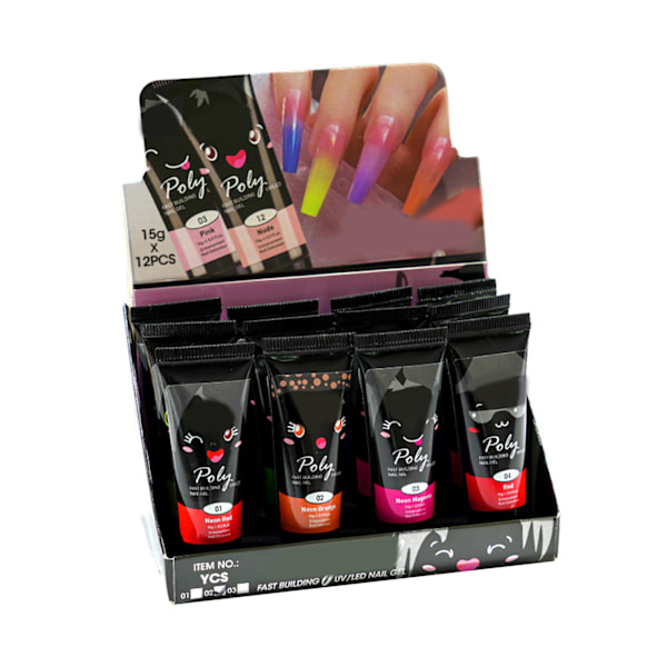 12 st 15 ml nagelförlängningsgel, smärtfri, luktfri, säker UV-nagelkonstgel för nagelsalonger