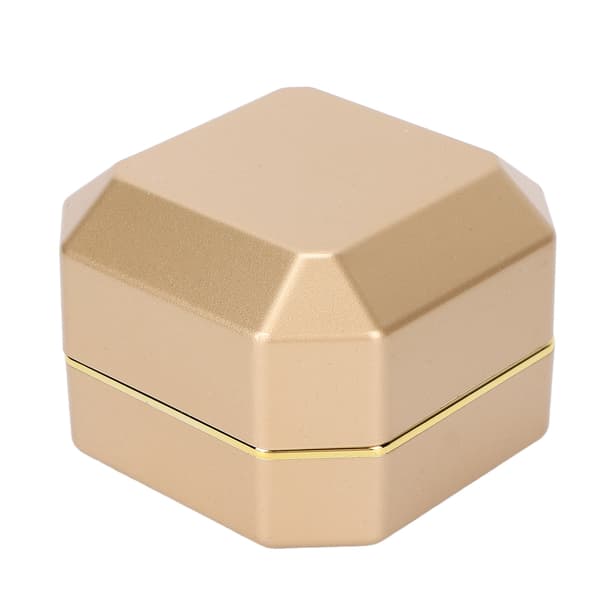 LED Ljus Ring Box Smyckeskrin Presentförpackning Smyckesförvaring Fodral för Förlovning Bröllop Gyllene