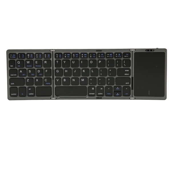Vikbart tangentbord B089T 3 vikt pekplatta Funktion 64 tangenter Bärbar typ C Laddning Magnetisk stängning Datortangentbord Grå