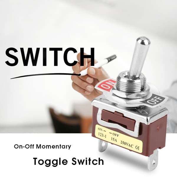 15A 250V On Off Momentær Vippekontakt Rocker Switch 2 Ben 2 Positioner 12mm