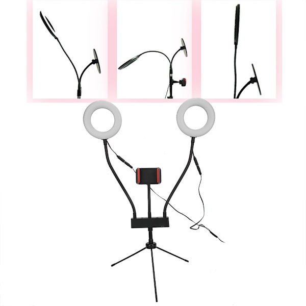 5 tommer Selfie Ring Light LED justerbart fyldlys med stativ mobiltelefonholder (USB-stiktype)