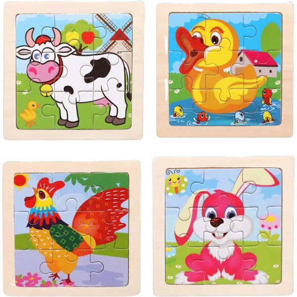 Pedagogiska husdjurspusselset - 4 set , 9 bitar vardera, åldrarna 2-6