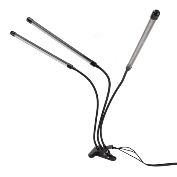 3 Hoved Klips Plantelys Fuld Spektrum Rød Hvid Varm Lys 10 Niveau Justerbar USB LED Plantevækstlampe med Timer