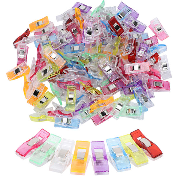100 stk Hemming Clips DIY Fargerike Plast Stoff Stoff Håndverk Klips Sytilbehør