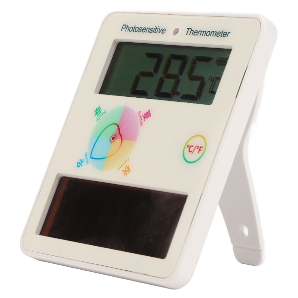 Soldriven termometer LCD-skärm Temperaturdisplay Dubbel enhet vidvinkel för hem inomhus utomhus