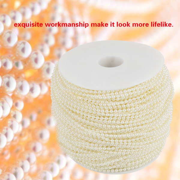 100 m/rulla jäljitelmä helmilankahelmet Garland String DIY hääkoristelu 2,5 mm (beige)