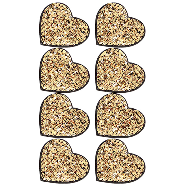 8 stk. strygejern patches polyester plastmaterial gylden sort baggrund Valentinsdag stil DIY fremstilling stof dekoration