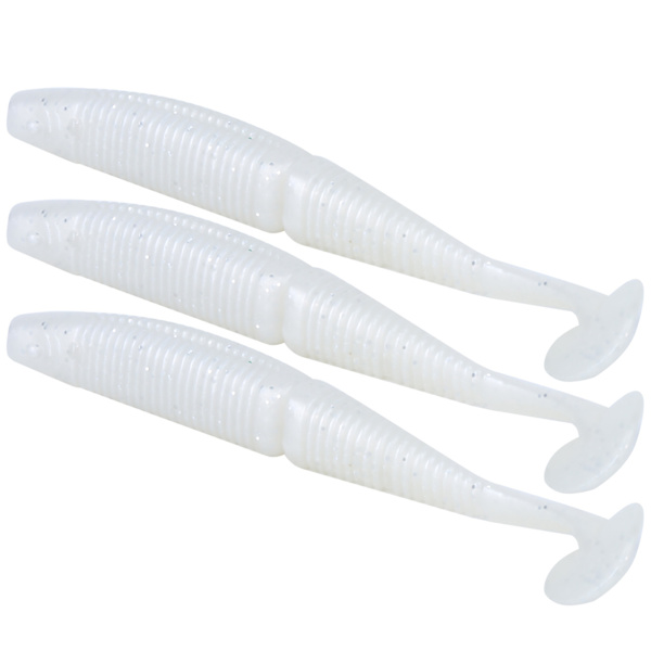 AR50 3 ST Dubbelfärgad T Svans 120 mm 10,5 g Mjuk mask konstgjord bete Lures Fiskeredskap # 2 Blanc Perle