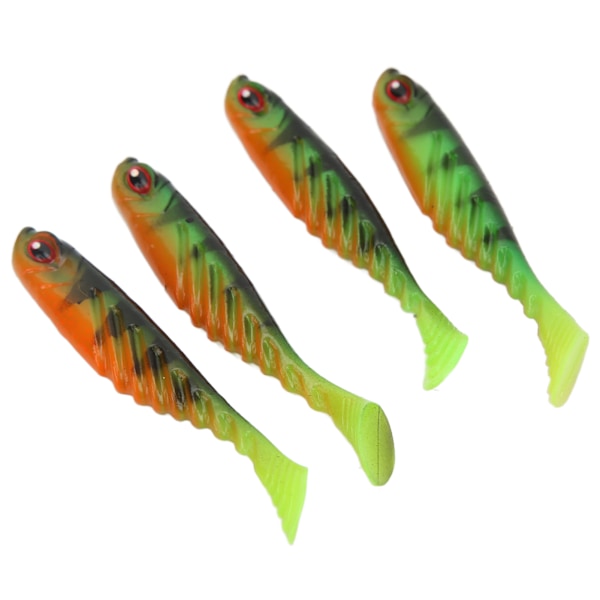 4PCS AR48 75mm/3.2g T-svans mjukt bete dubbla färger konstgjorda fiskedrag wobbler TacklePard grön