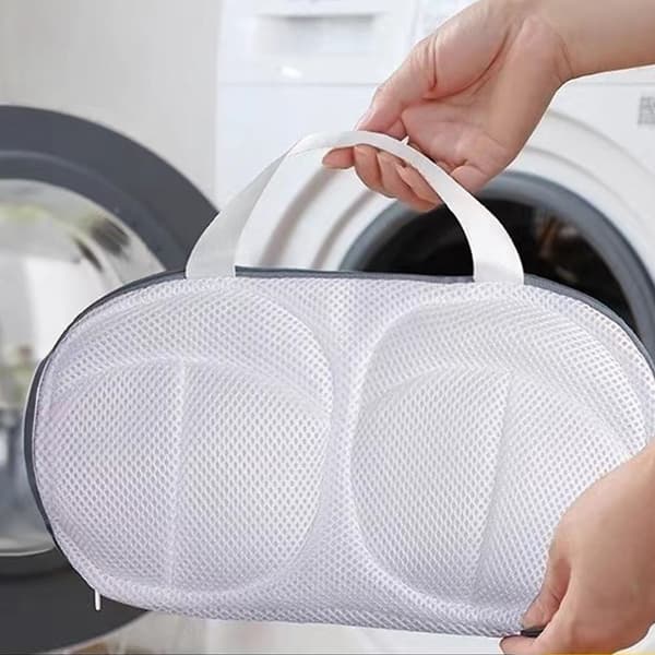 BH-vaskepose med dobbelt lynlås i polyester, anti-deformation netvaskeposer til vaskemaskine, lysegrå