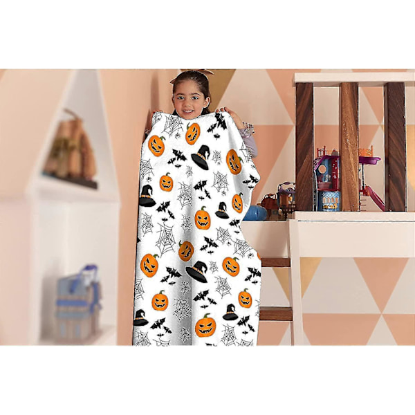 Tæppe Halloween Dekoration Græskar Fleece Letvægts Kast Gaver Til Fødselsdag Jul Bløde Flanelltæpper Til Alle Sæsoner Seng Sofa-40x50 Tommer