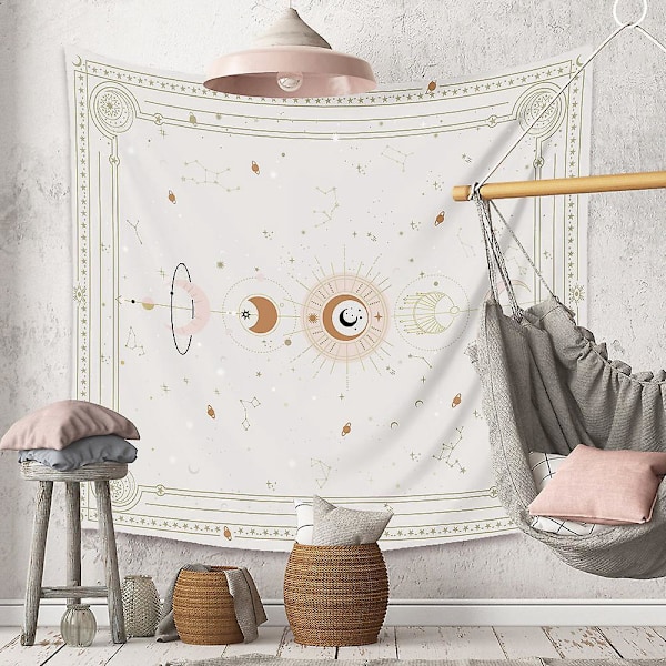 1 Styk Vægtæppe Måne Klæde Vægkunst Natur Soveværelse Indretning Boheme Vægophæng Psykedelisk Mandala Vægkunst til Stue Kollegieværelse (200x150cm)