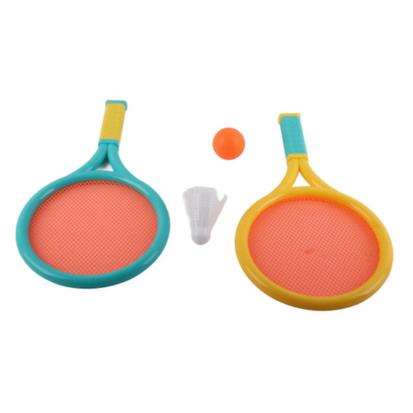 Lasten sulkapallomaila, liukumaton, kestävä, joustava, kannettava tennismailasetti lapsille, 2 mailaa, 2 palloa, sininen, keltainen