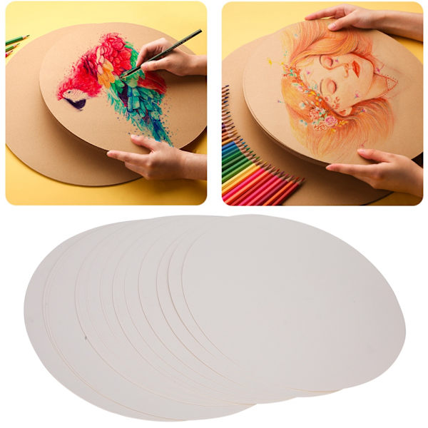 20 st runda papper tjocka handritningsskiss DIY kartong hantverk vitt papper