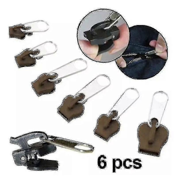 6-pack Fasta Dragkedjekläppar Dragkedja Slider Ersättning Dragkedjeset