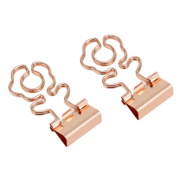 100 stk. Mini Binder Clips Blomsterform Stærk Klemmekraft Metal Lang Hale Clips Kontorartikler Rosaguld