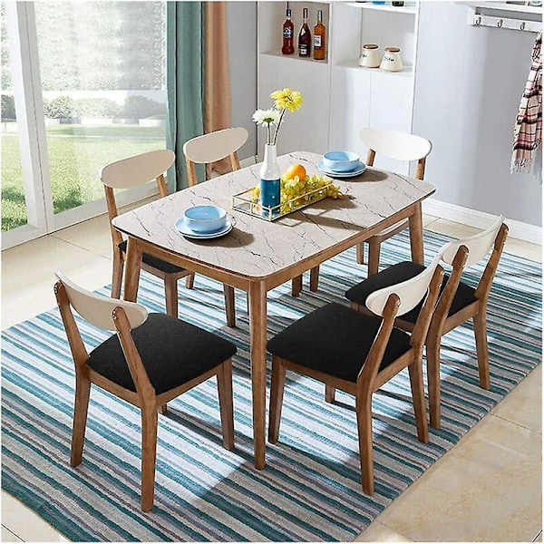 Elastiskt Jacquard Stolsöverdrag Stretch Våffelmönstrat Stolsöverdrag för Matsal (Svart, 4-pack)