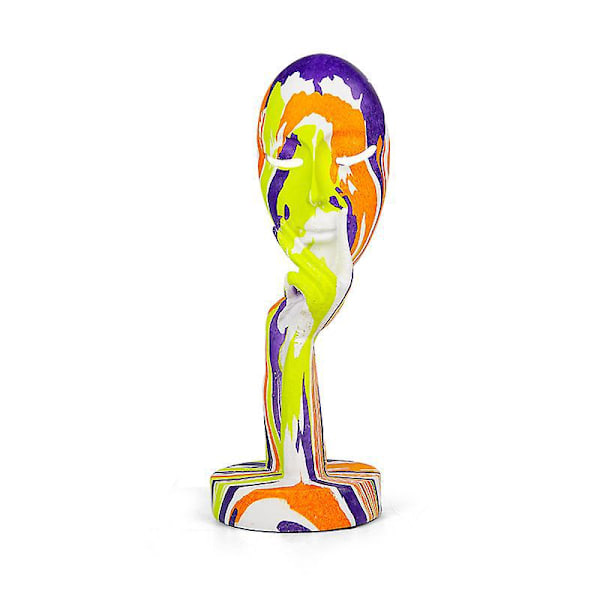 Kreativ Farverig Dame Tænker Statue Abstrakt Skulptur Hjem Kontor Soveværelse Stue Dekoration 28,5x9cm
