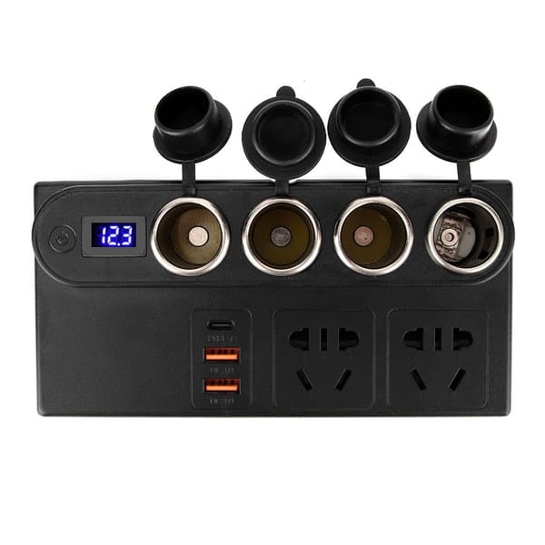 200W Bilinverter 12-24V til 220V 7USB Hurtigoplader Spændingsomformer Transformer