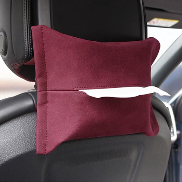 Car Back Seat Tissue Dispenser - Mocka Tissue Box Hållare i vinröd