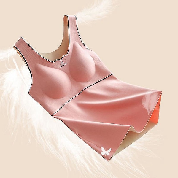 Slank Passform Sømløs Camisole med Innebygd BH for Kvinner - Peach Pink