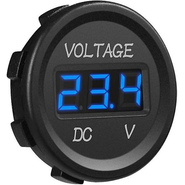 12-24V DC Voltmeter LED Digital Display Vattentät för Båt Motorcykel Lastbil Marin (Blå)