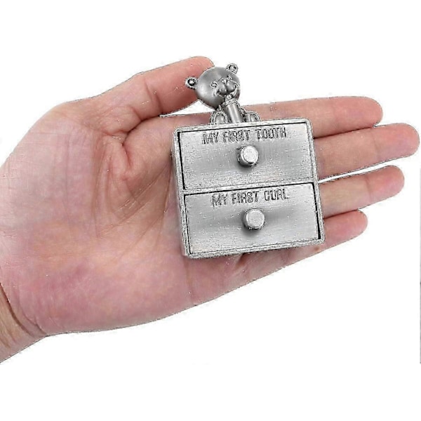 Silvrig Tandask, Baby Min Första Tand och Lock Minnessak Box Set, Barn Tandorganisatör antik tenn
