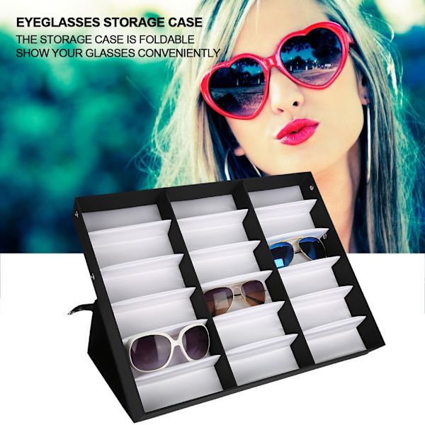 18 rum Glas Display Case Solbriller Opbevaringsboks Organizer Briller Smykker Display Box