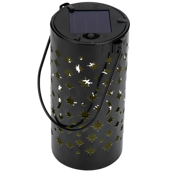 Udendørs Have Terrasse Jern Hul LED Solcellelampe Vandtæt Landskabslys (Stjerne Måne Lys)