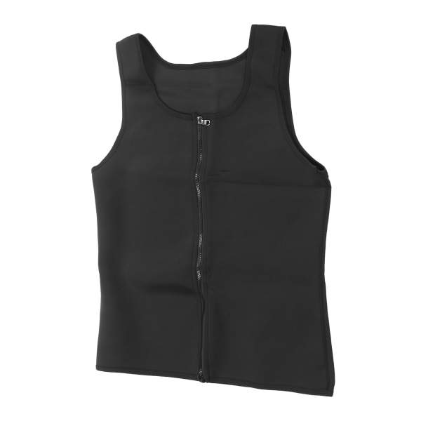 Mænd Lynlås Fitness Shapewear Tank Top L Størrelse All Black Quick Dry Mandlige Workout Slankende Tank Top