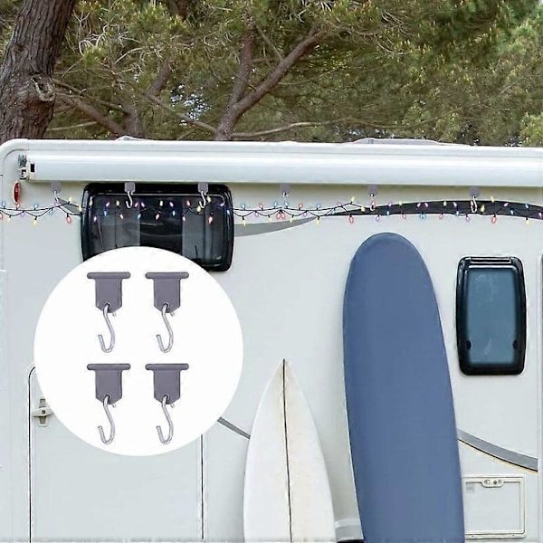 8 stk. RV Markisekroge, Plastik Rustfrit Stål S Formede Kroge til Autocamper, Udendørs Campingtelt