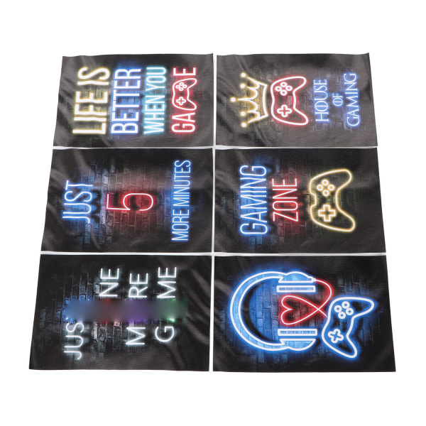 6 st Neon Gaming Posters 20x30cm Färgglada Spelrum Canvas Väggkonst Dekoration för Pojkars Rum