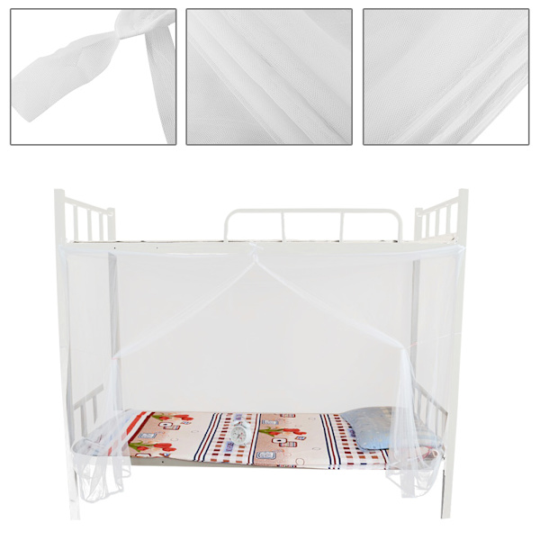 4 hjørne stolper seng baldakin myggenet tvilling fuld queen size net hvid (150x195x170 cm)