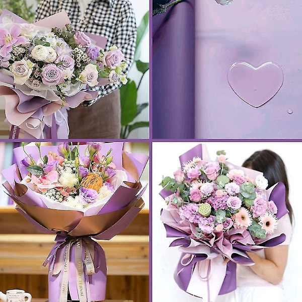 Blomsterpapper, 20 st Vattentätt Tvåfärgat Blomsterbukett Presentinslagningspapper (56x56cm Röd)