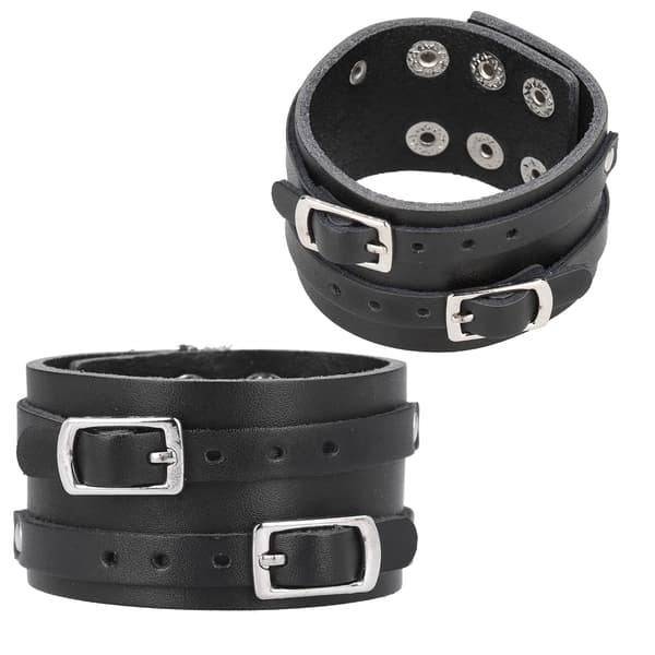 2 stk. bredt læderarmbånd justerbart punk kunstlæder armbåndsbælte