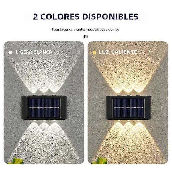 Solcellsvägglampa med 10/8/6/4 LED-lampor Vattentät Utomhusbelysning för Trädgårds- och Staketdekoration med Solljus 8LED Vit