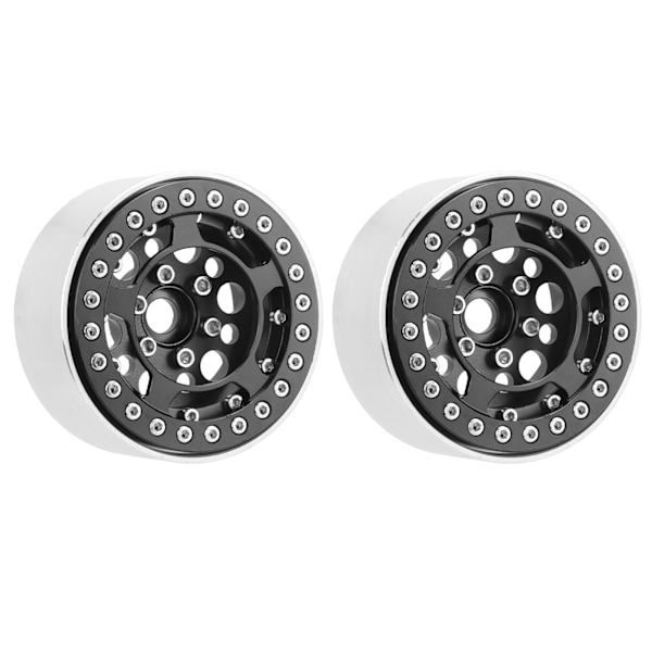 2 kpl 1,9 tuuman Beadlock-vanteet alumiiniseos CNC-työstö yleismaailmallinen RC-pyörän vanteet Crawler Black