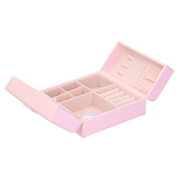 Smykkeæske Fashionable PU Læder Halskæde Vedhæng Ørering Organizer Display Case 15x15x6.5cmPink