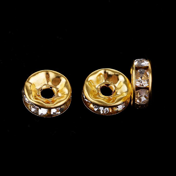 2 x 200 st 8 mm pläterade strass Rondelle Spacer Beads för smyckestillverkning--