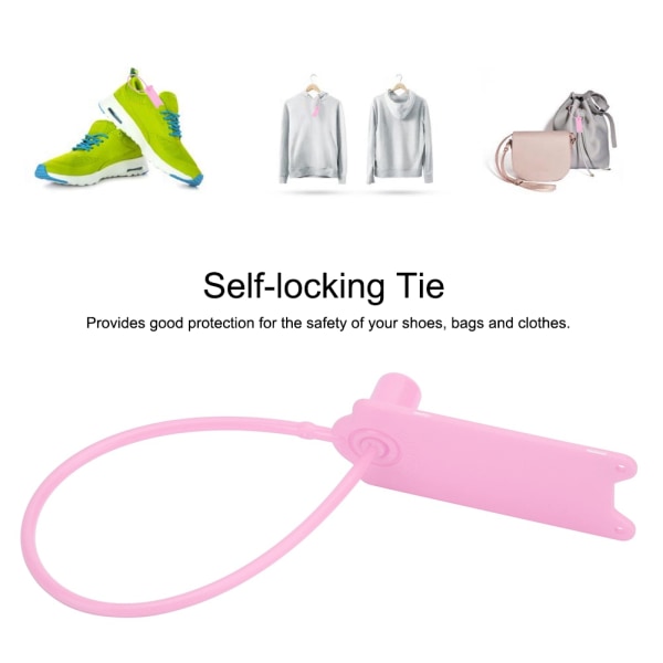 100 stk 195 mm engangskabel lynlås Anti-tyveri selvlåsende slips til tøj Kuffert Sko Taske Label Tag (Pink)
