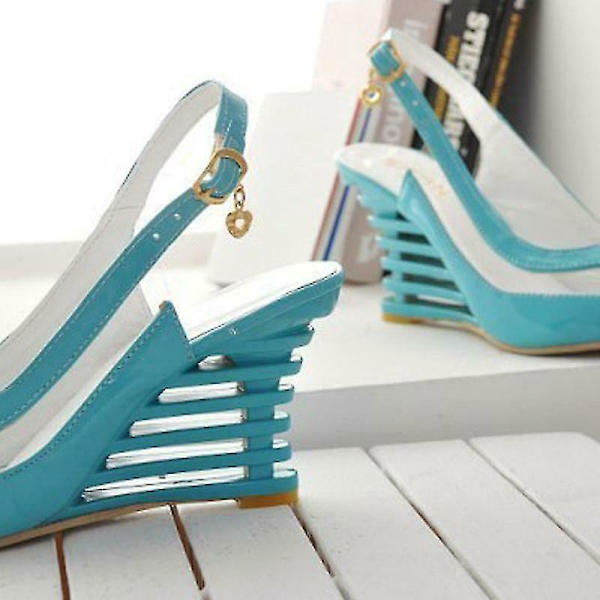 Peep Toe Wedge Sandals med spenne - Dame Høye Hæler Sko36 Rosa