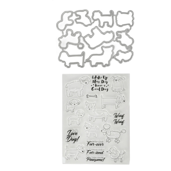 Klart stempelsett unikt hund- og saue-design transparent stempel preging skjærende dyse sett for DIY Scrapbook håndverk