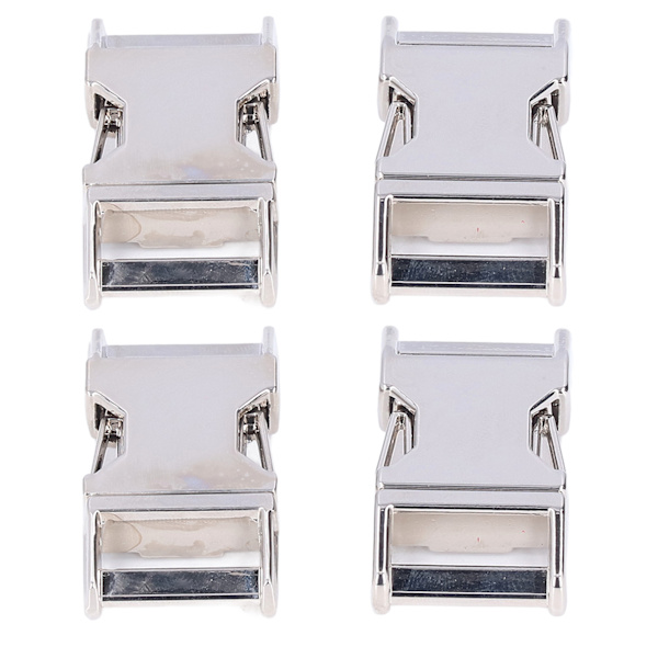 4 stk. Side Release Spenne 25x47mm Sinklegering Blank Glans Holdbar Bred Anvendelse Metallspenne for Ryggsekk Hundekrage DIY Hvit Nikkel
