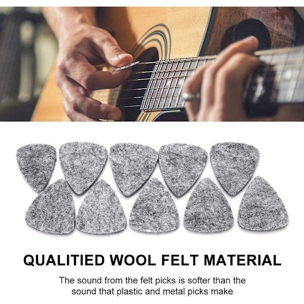 Grå ullgitarrplockar - Set med 10, 3 mm tjocklek - Perfekt för ukulele- och gitarrspelare