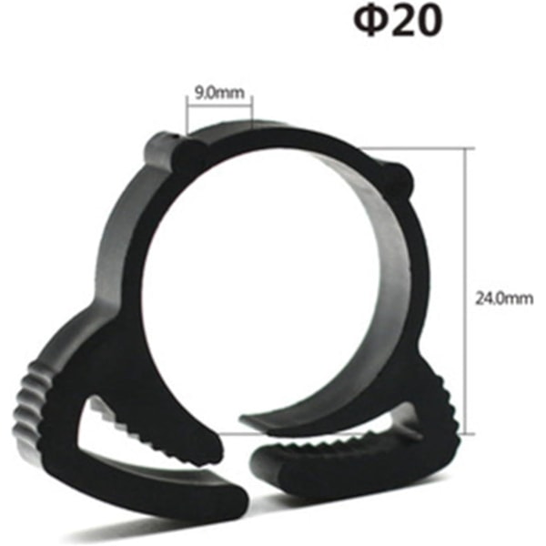 20 stk. Nylon Skralle Plast Hageslangeklemmer (φ20mm)