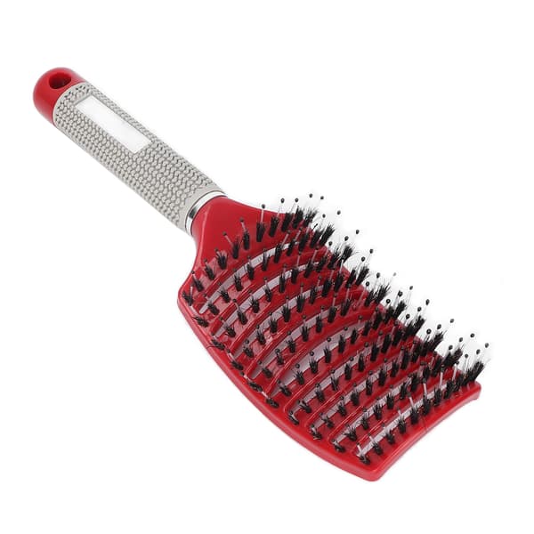 Böjd Vent Styling Hårborste Professionell Paddel Utredningsborste för Vått Torrt Lockigt Tjockt Rakt Hår Röd
