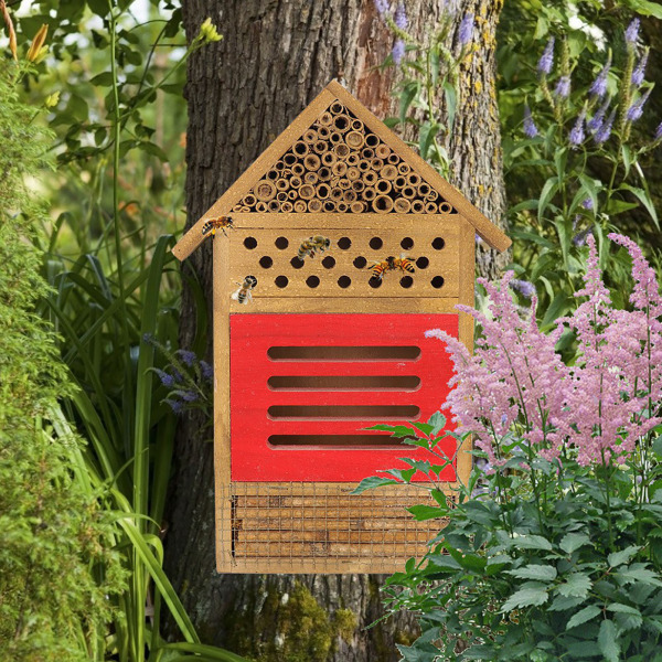 Wooden Insect Bee House Wood Bug Room Hotel Shelter Hage Decoration Reir Box