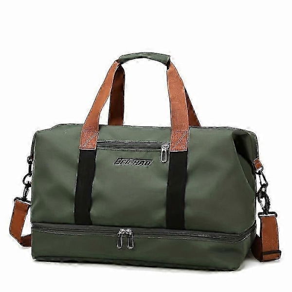 Romslig Reise- og Treningsbag med Skokammer, Tørr/Våt Separasjon, Justerbar Stropp Ideell for Pendling og Ombordstigning ArmyGreen